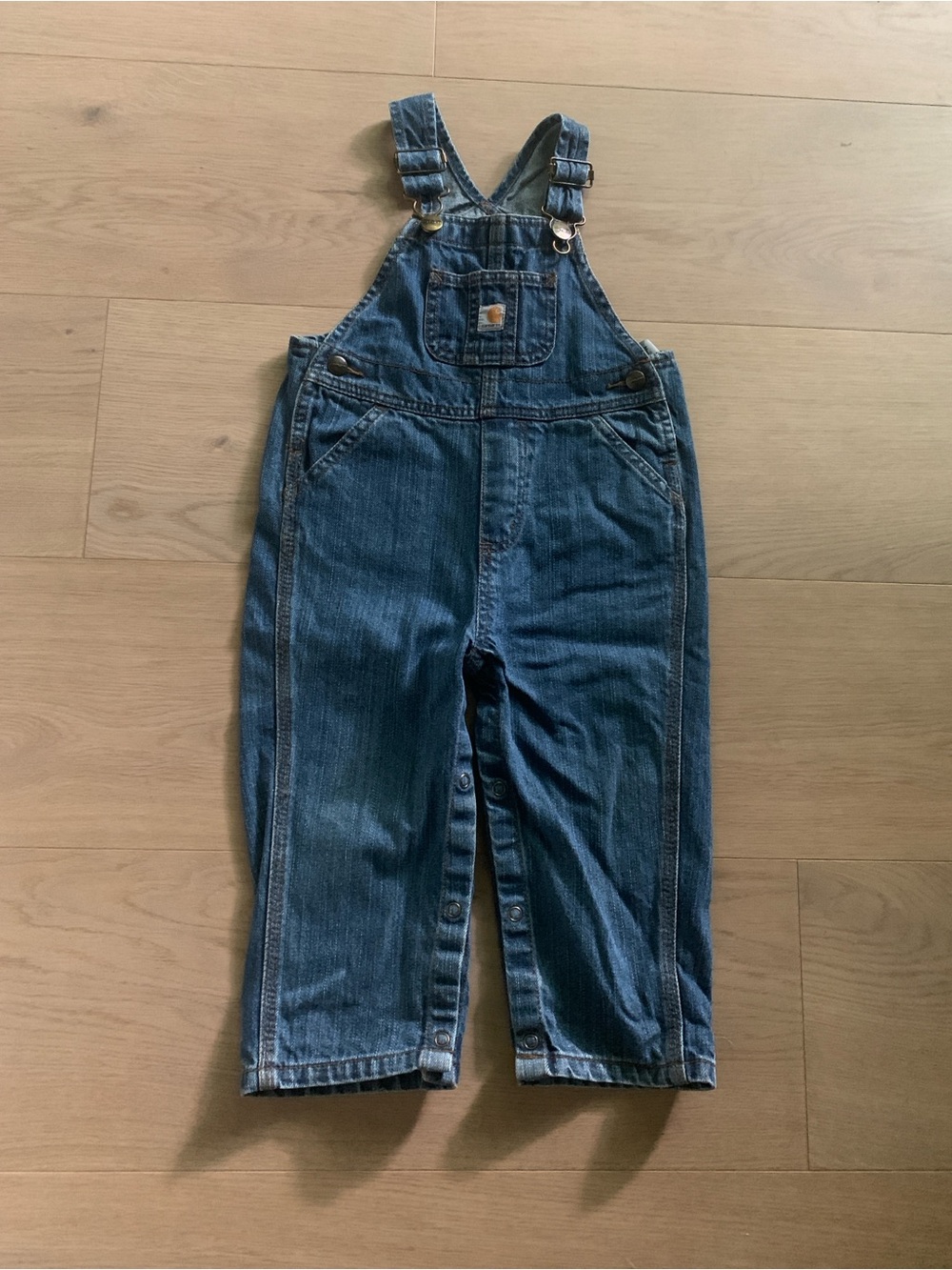 Toddler Carhartt Master Cloth Denim Overalls with Red Logo Patch Farmhouse 24M